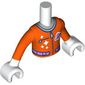 Minidoll Torso Boy with Reddish Orange Space Suit, Zipper, Dark Blue Trim print, White Arms and Hands