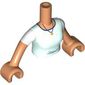 Minidoll Torso Woman with Light Aqua Top, White Sleeves, Dark Blue Trim, Necklace print, Nougat Arms and Hands