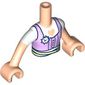 Minidoll Torso Girl with Lavender Top, White Badge, White Shirt with Heart Shape, Yellowish Green Belt print, Light Nougat Arms and Hands