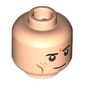 Minifig Head Ayrton Senna, Dark Brown Eyebrows, Stubbles, Stern/Open Mouth Smile