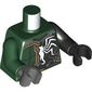 Torso, Odd Arms and Hands, Dark Green Armor, Yellow Line, Black Venom Transition, White Spider print, Left Black Arm and Hand, Right Dark Green Arm and Dark Bluish Grey Hand