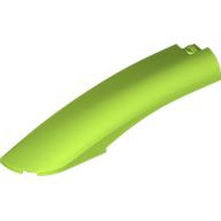 LEGO part LEFT SHELL 2X10X2, OUTSIDE BOW, W/ CUT in Bright Yellowish Green/ Lime