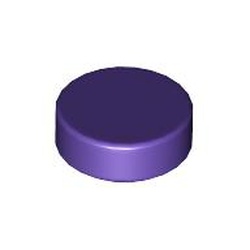 LEGO part 10035381 FLAT TILE 1X1, ROUND in Medium Lilac/ Dark Purple