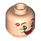 Minifig Head Dopey, Black Eyebrows, Eyelashes, Big Smile/Open Mouth Smile, Red Kiss Inprint