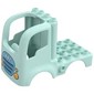 Duplo Car Body Truck 4 x 4 Flatbed with 4 Top Studs and Headlights and Medium Azure Grille with 'A B C' Print