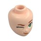 Minidoll Head, Dark Orange Eyebrows, Freckles, Olive Green Eyes, Lopsided Open Mouth