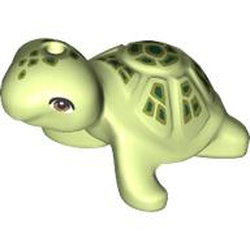 LEGO part 11603pr0006 Animal, Turtle with Bright Green Shell, Dark Green Spots print in Spring Yellowish Green/ Yellowish Green
