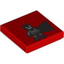 LEGO part 3068bpr0710 Tile 2 x 2 with Batman print in Bright Red/ Red