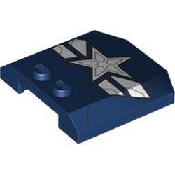 LEGO part 45677pr9996 Slope Curved 4 x 4 x 2/3 Triple Curved with 2 Studs with White Star, Stripes print in Earth Blue/ Dark Blue