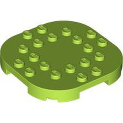 LEGO part 66789 Plate Round Corners 6 x 6 x 2/3 Circle with Reduced Knobs in Bright Yellowish Green/ Lime
