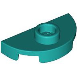 LEGO part 1745 Plate Round 1 x 2 Half Circle with Stud (Jumper) in Bright Bluish Green/ Dark Turquoise