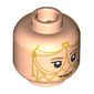 Minifig Head Lady Jessica, Medium Nougat Eyebrows, Lips, Neutral / Gold Mesh Veil