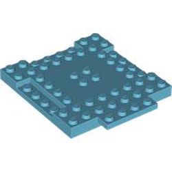 LEGO part 15624 Brick Special 8 x 8 with 1 x 4 Indentations and 1 x 4 Plate in Medium Azure