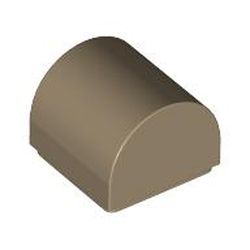 LEGO part 49307 Brick Curved 1 x 1 x 2/3 Double Curved Top, No Studs in Sand Yellow/ Dark Tan