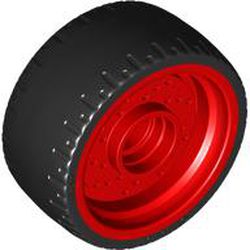 LEGO part 72206 Wheel Rim 24 x 12 with Black Tyre in Bright Red/ Red