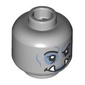 Minifig Head Orc Rogue, Sand Blue Eyeshadow, Wrinkles, One Eye Frown, White Fangs