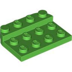 LEGO part 3263 Plate Round Corners Double 3 x 4 with 1 x 4 Raised Edge Studs in Bright Green