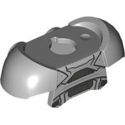 LEGO part 78643pr0004 Minifig Neckwear Armor Shoulder Pads with Black Armor print in Medium Stone Grey/ Light Bluish Gray