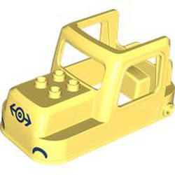 LEGO part 107383pr0001 Duplo Train Engine Cabin 4 x 8 x 3 1/2 with print in Cool Yellow/ Bright Light Yellow