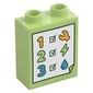 Duplo Brick 1 x 2 x 2 with Check List, 1, 2, 3, Wrench, Lightning Bolt, Droplet print