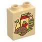 Duplo Brick 1 x 2 x 2 with Croissants, Pear, Juice Box, Bottle print