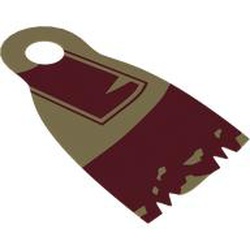LEGO part 107407pr0001 Neckwear Cape with Dark Red Shapes and Tattered Edge print in Brick Yellow/ Tan
