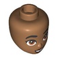 Minidoll Head with Thick Black Eyebrows, brown Eyes, Dark Red Lips, Gap between Teeth print