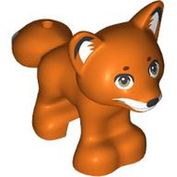 LEGO part 19532pr0005 Animal, Fox with Black Nose, Ears, White Face, Ears, Nougat Eyes print in Reddish Orange