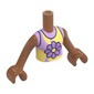 Minidoll Torso Girl with Bright Pink / Bright Light Yellow Top, Flower print, Sienna Brown Arms and Hands [Plain]