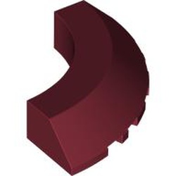 LEGO part 76795 Brick Round Corner 5 x 5 x 1 with Bottom Cut Outs [No Studs Flat Top][1/4 Arch] in Dark Red