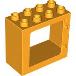 LEGO part 61649 Duplo Door / Window Frame Flat Front Surface, Completely Open Back in Flame Yellowish Orange/ Bright Light Orange
