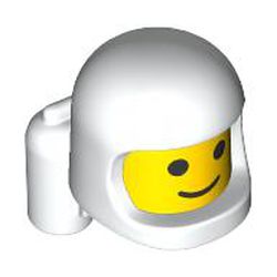 LEGO part 100662pat0001pr0002 Minifig Head Special, Baby with Helmet and Airtanks, Yellow Head Pattern, Classic Face print in White