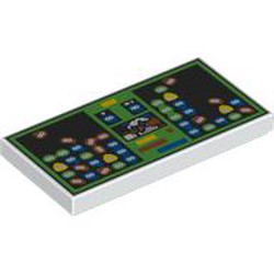 LEGO part 87079pr9902 Tile 2 x 4 with Computer Game, Bright Green Background print in White