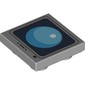 Tile Special 2 x 2 Inverted with Computer Screen, Bright Light Blue Sphere on Black Background print