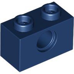 LEGO part 3700 Technic Brick 1 x 2 [1 Pin Hole] in Earth Blue/ Dark Blue