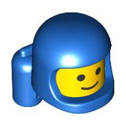 LEGO part 100662pat0001pr0002 Minifig Head Special, Baby with Helmet and Airtanks, Yellow Head Pattern, Classic Face print in Bright Blue/ Blue
