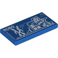 LEGO part 87079pr9913 Tile 2 x 4 with print in Bright Blue/ Blue