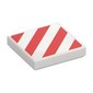 Tile 2 x 2 with Red Danger Stripes print