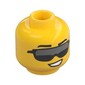 Minifig Head, Silver/Dark Bluish Grey Big Sunglasses, Lobsided Smile