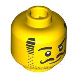 LEGO part 28621pr9947 Minifig Head with print in Bright Yellow/ Yellow