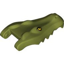 LEGO part 18905pr0003 Animal Body Part, Alligator / Crocodile Head Upper Jaw with print in Olive Green