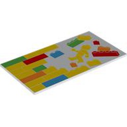 LEGO part 90498pr0023 Tile 8 x 16 with print in White