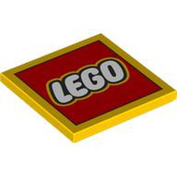LEGO part 1751pr9999 Tile 4 x 4 with print in Bright Yellow/ Yellow