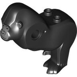 LEGO part 107302pr0001 Animal Body Part, Gorilla, Torso with Dark Bluish Grey Face print in Black
