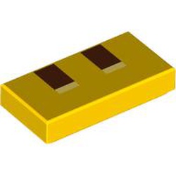 LEGO part 3069bpr9967 Tile 1 x 2 with print in Bright Yellow/ Yellow