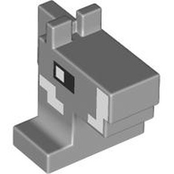 LEGO part 25769pr9999 Animal Body Part, Horse Head 1 x 2 with White Bridle print in Medium Stone Grey/ Light Bluish Gray