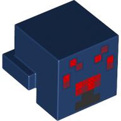 LEGO part 19727pr9998 Minifig Head Special, Cube with Rear Ledge with print in Earth Blue/ Dark Blue
