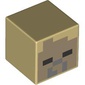 Minifig Head Special, Cube with Pixelated Dark Tan Face Print (Husk)