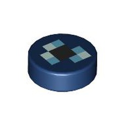 LEGO part 98138pr0414 Tile Round 1 x 1 with print in Earth Blue/ Dark Blue
