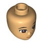 Minidoll Head, Black Eyebrows, Squinting Reddish Brown Eyes, Thin Mouth, Smirk